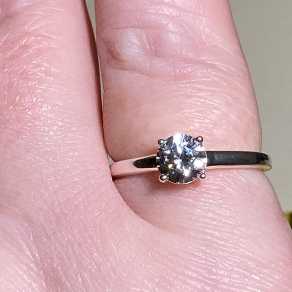 Swarovski Cubic Zirconia and Sterling Silver Solitaire Ring - Picture 7 of 10